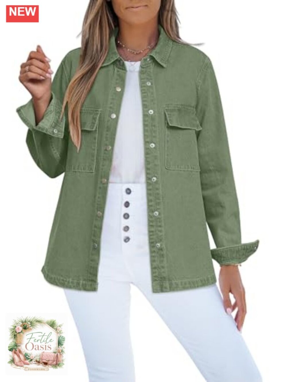 Oversized Denim Jacket Western Shacket with Pockets for Women